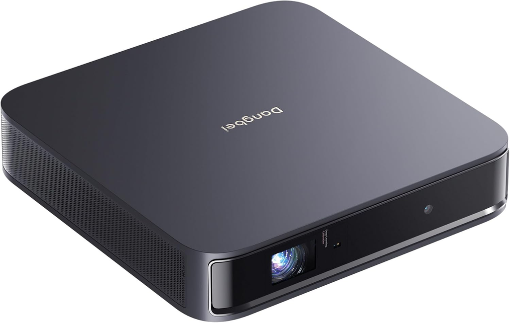 Dangbei Atom ultra-slim 1080P laser projector in Dark Grey, only 1.87 inches thin.